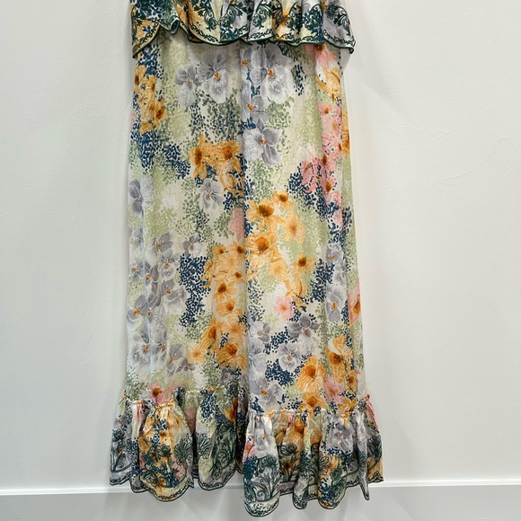 Agua by Agua Bendita Embroidered Linen Infinito Florecer Maxi Dress Medium - Picture 5 of 12